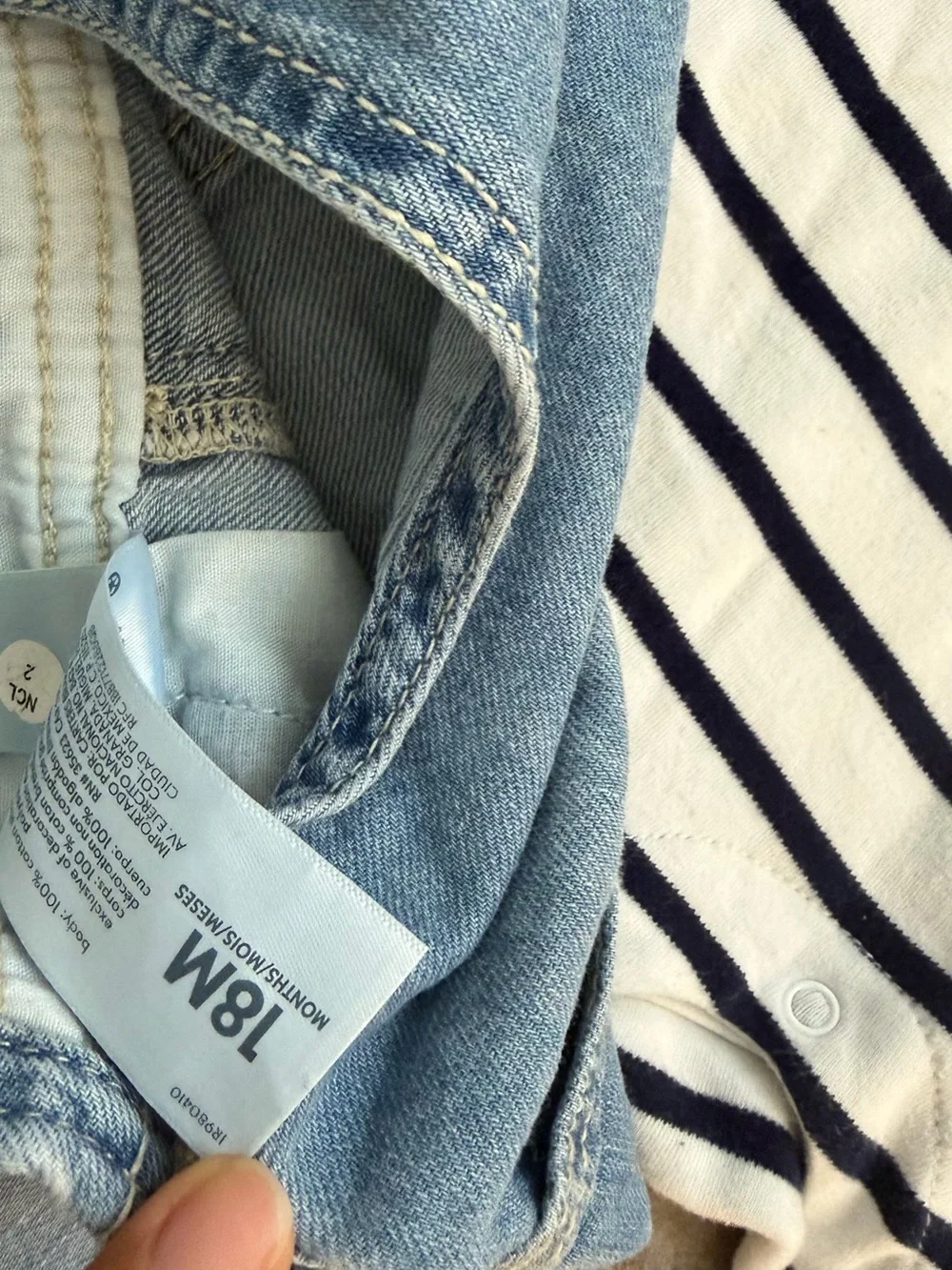 OshKosh B'gosh Denim Shortalls and Navy Stripe Sailboat Overalls